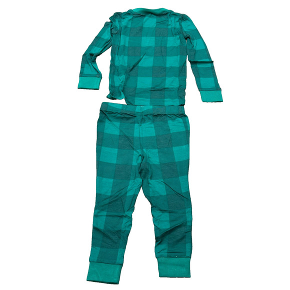 NWT Rachel Parcell Kids Dark Green Buffalo Plaid Long Sleeve Pajamas Set Size 2 - Picture 2 of 7